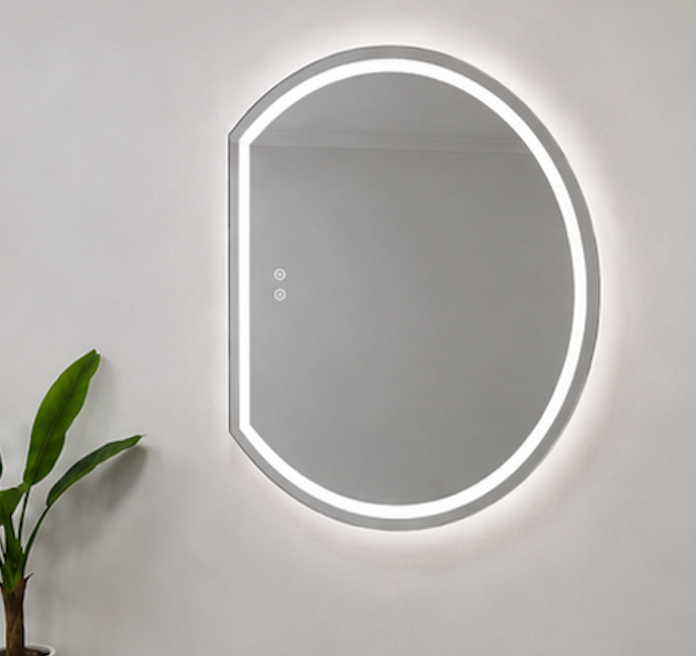Left Cut Moon Wall-Mounted Frosted Frameless Crescent Shape Frontlit LED Mirror
