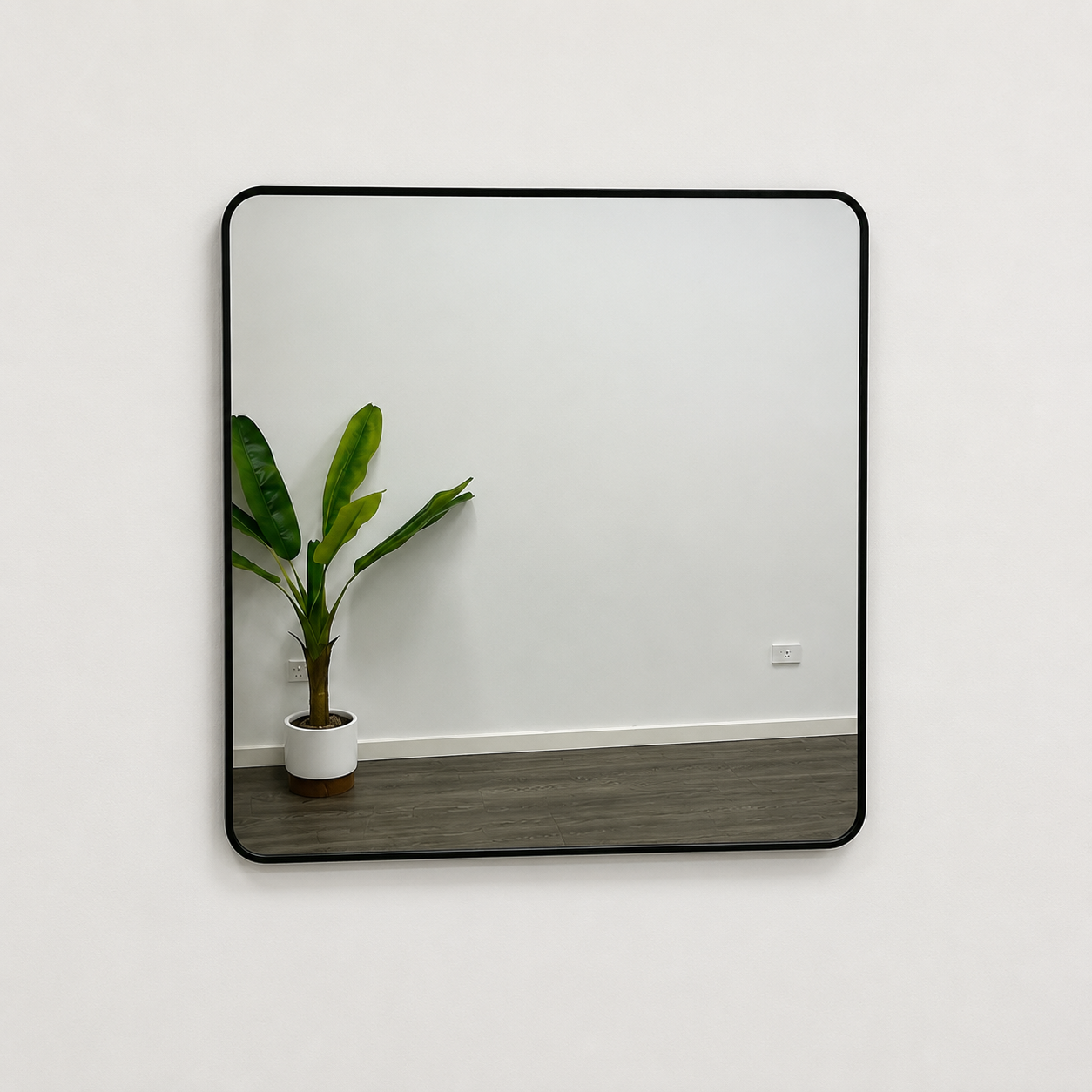 Metal Black Square Mirror