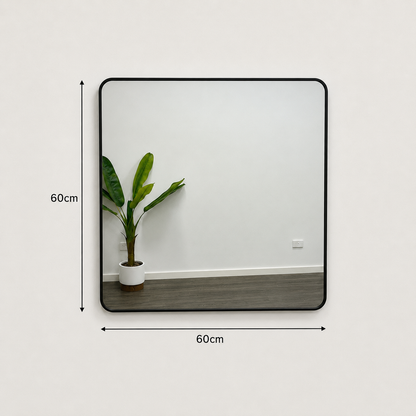 Metal Black Square Mirror
