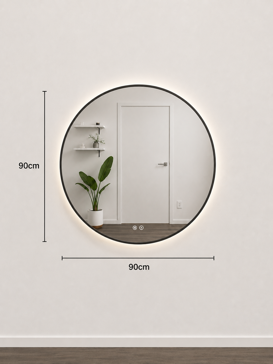 Round Framed Oversized LED Mirrors