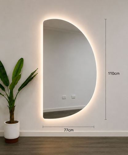 Left Cut Moon LED Mirror Frameless Backlit Wall Mirror
