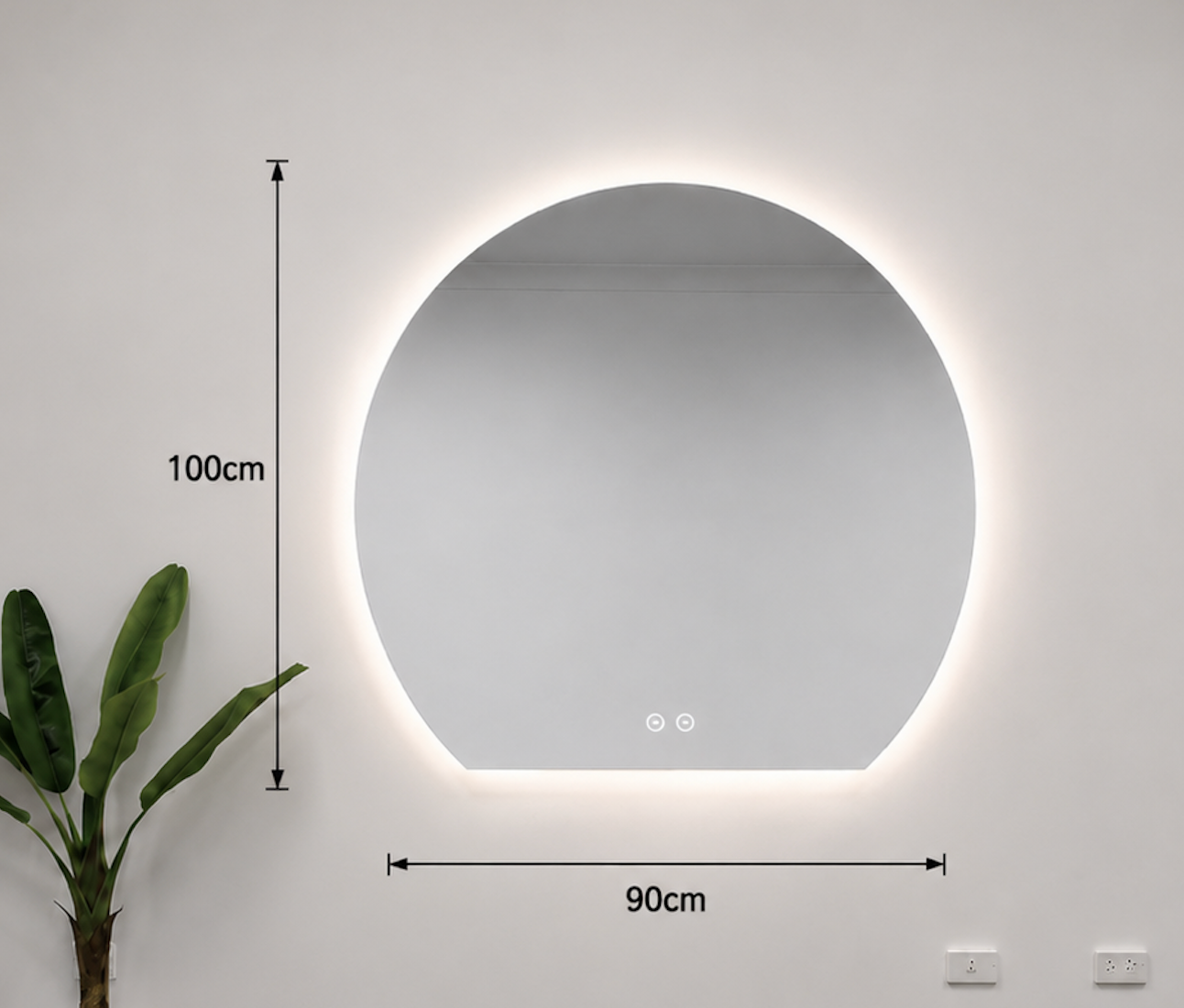 Modern Crescent Moon Wall Backlit Frameless LED Mirror