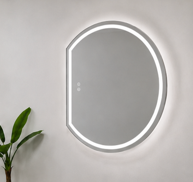 Left Cut Moon Wall-Mounted Frosted Frameless Crescent Shape Frontlit LED Mirror