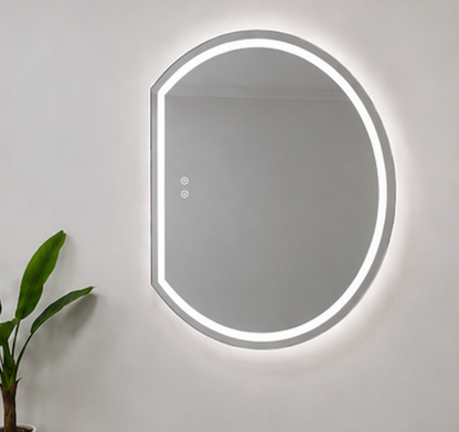 Left Cut Moon Wall-Mounted Frosted Frameless Crescent Shape Frontlit LED Mirror