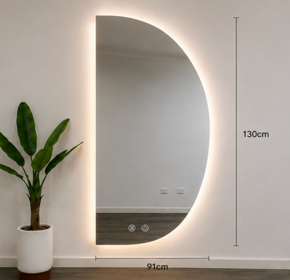 Left Cut Moon LED Mirror Frameless Backlit Wall Mirror