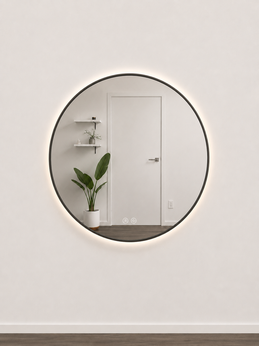 Round Framed Oversized LED Mirrors