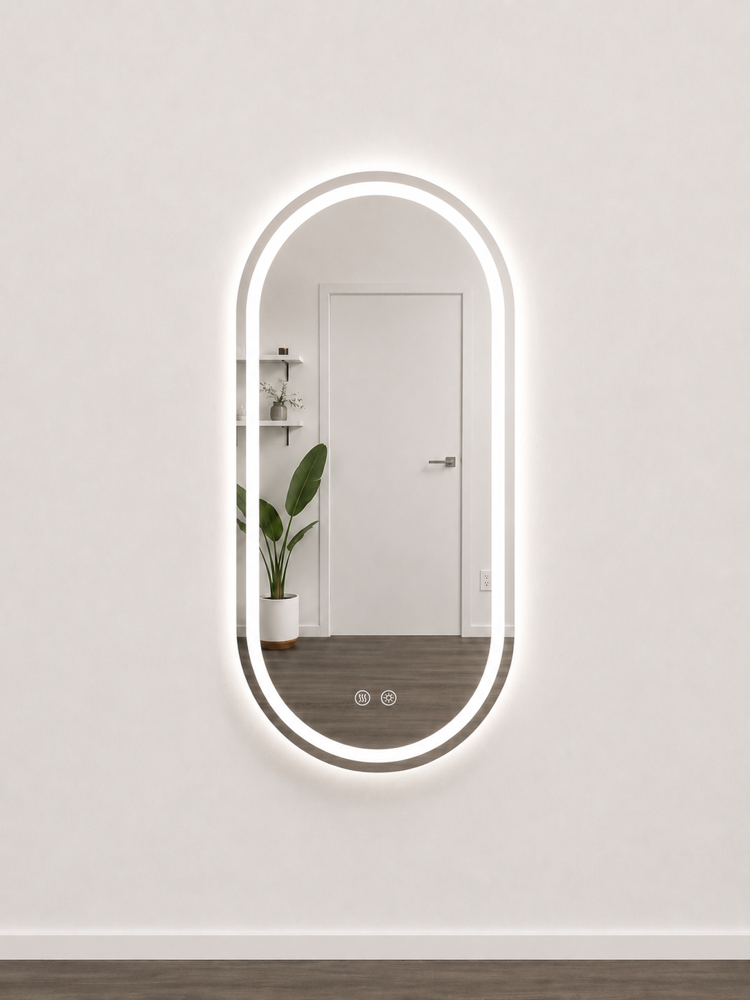Oval Frameless Frontlit Mirror
