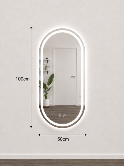 Oval Frameless Frontlit Mirror