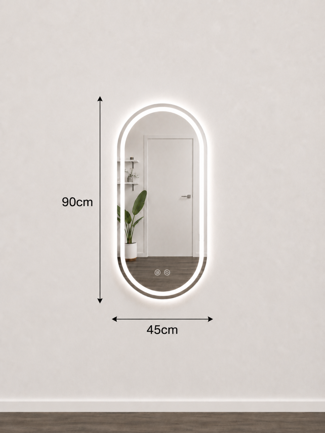 Oval Frameless Frontlit Mirror