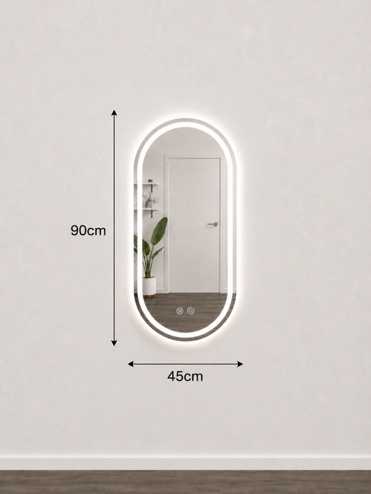 Oval Frameless Frontlit Mirror