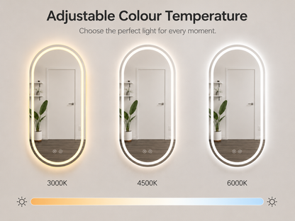 Oval Frameless Frontlit Mirror